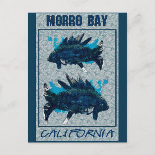 Morro Bay California Vintage Travel Poster Postcard