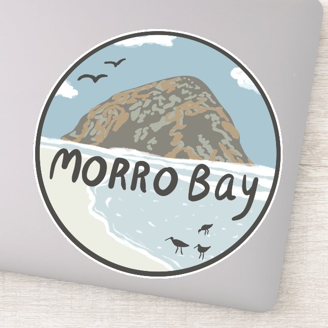 Morro Bay Central California Beach SLO Rock Sticker (Detail)