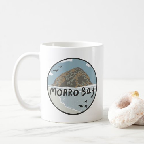 Morro Bay Central California Illustration Beach  Coffee Mug