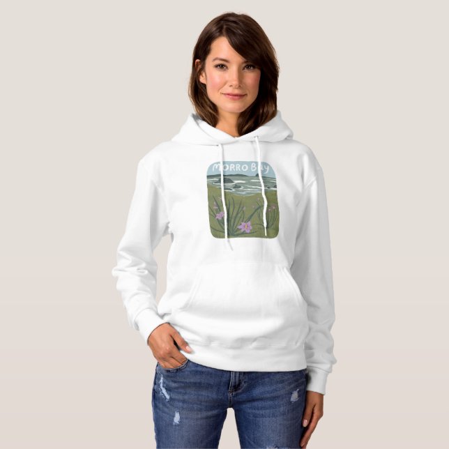 Morro Bay Central California Illustration Beach Hoodie (Front Full)