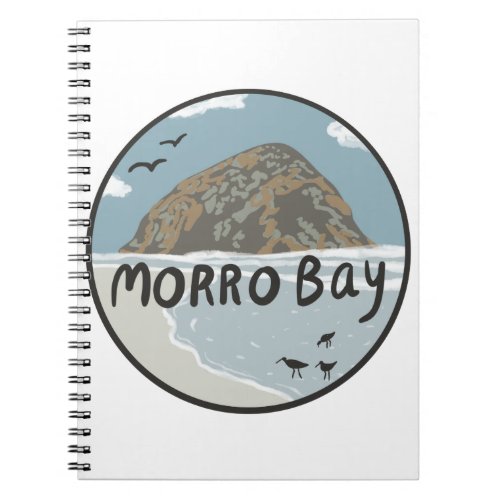 Morro Bay Central California Illustration Beach  Notebook