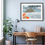 Morro Bay Central California Illustration Beach  Poster<br><div class="desc">Check out this super cool illustration of Morro Bay, California. Whether you are a local or just love this sweet beach town, show you're a fan with this cool poster. Select the print size using the drop down menu above, and you can click the “edit design” button to customize the...</div>