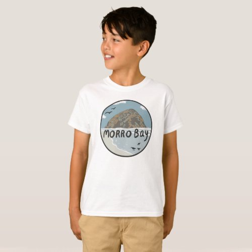 Morro Bay Central California Illustration Beach  T_Shirt