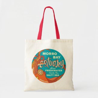 Morro Bay Estuary Octopus Tote with Red Handles