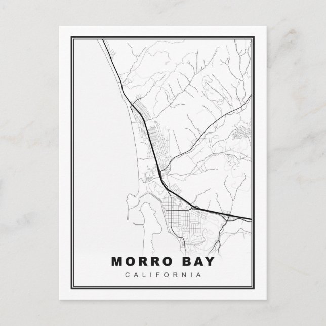 Morro Bay Map Holiday Postcard (Front)