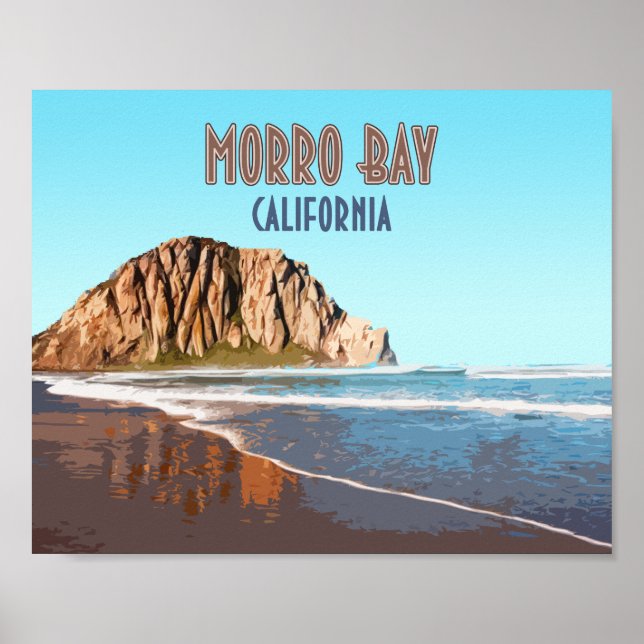 Morro Bay Rock California Vintage Poster (Front)