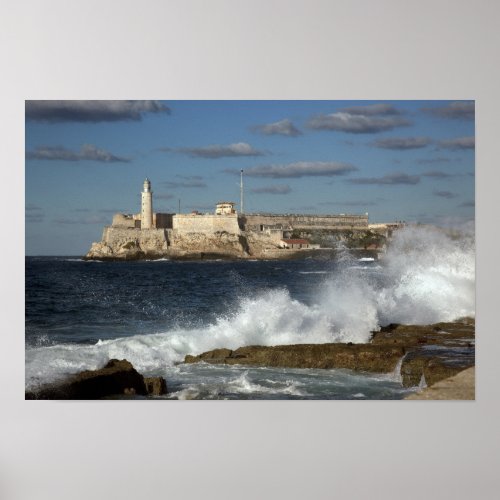 Morro Castle Havana Cuba Crashing Waves Poster