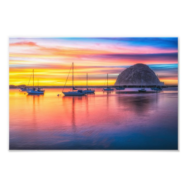 Morro Rock At Dusk Photo Print (Front)