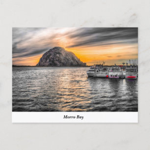 Morro Rock At Dusk Postcard