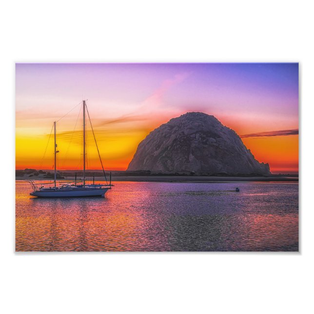 Morro Rock At Sunset Photo Print (Front)