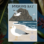 Morro Rock Bay Central California Beach Seagulls  Postcard<br><div class="desc">Check out this super cool illustration of Morro Bay, California. Whether you are a local or just love this sweet beach town, show you're a fan with this cool postcard. And be sure to check my shop for more products and designs. You can always add your own text. Let me...</div>
