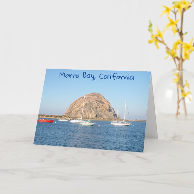 Morro Rock, California Card (Yellow Flower)