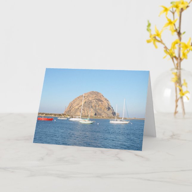 Morro Rock, California Card (Yellow Flower)