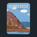 Morro Rock California Travel Art Vintage Magnet<br><div class="desc">Morro Rock in a vector art style. It's known for Morro Rock,  an ancient volcanic mound at the end of Morro Rock Beach.</div>