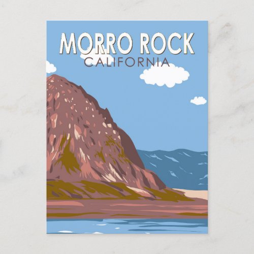 Morro Rock California Travel Art Vintage Postcard