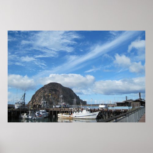 Morro Rock Fishing Boats and the Embarcadero Poster