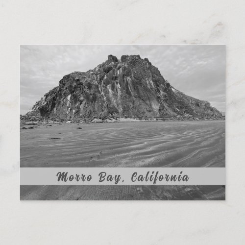 Morro Rock Morro Bay in Black  White Postcard
