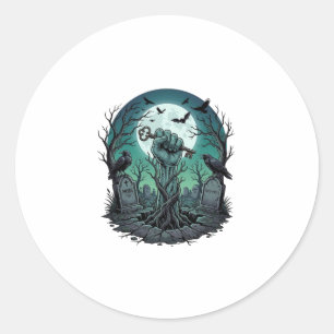 Mors Zombie Hand Skeleton Key Tombstone Ravens Hal Classic Round Sticker