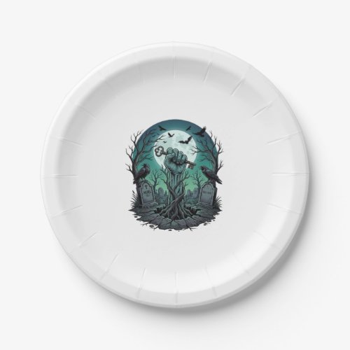 Mors Zombie Hand Skeleton Key Tombstone Ravens Hal Paper Plates