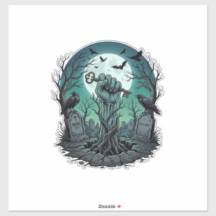 Mors Zombie Hand Skeleton Key Tombstone Ravens Hal Sticker