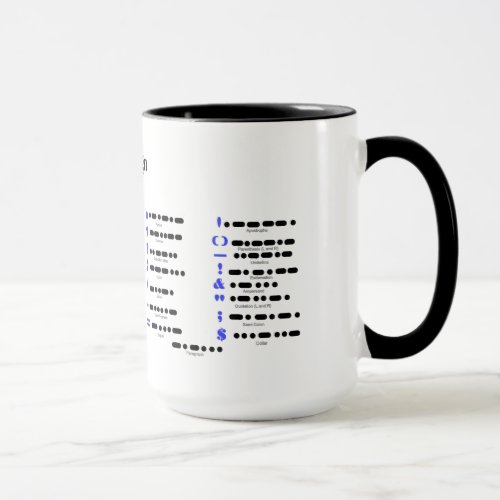Morse Code Alphabet and Punctuation Chart Mug