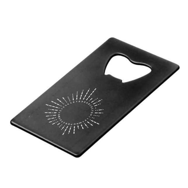 Morse Code Alphabet Credit Card Bottle Opener (Front Angled)