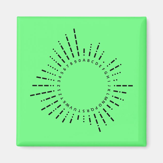 Morse Code Alphabet – Fresh Green Survival Magnet (Front)