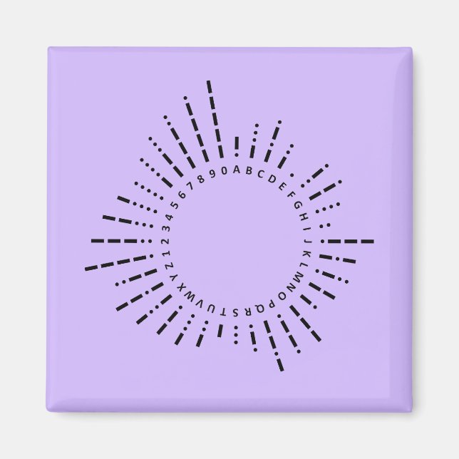 Morse Code Alphabet – Purple Tech Design Magnet (Front)