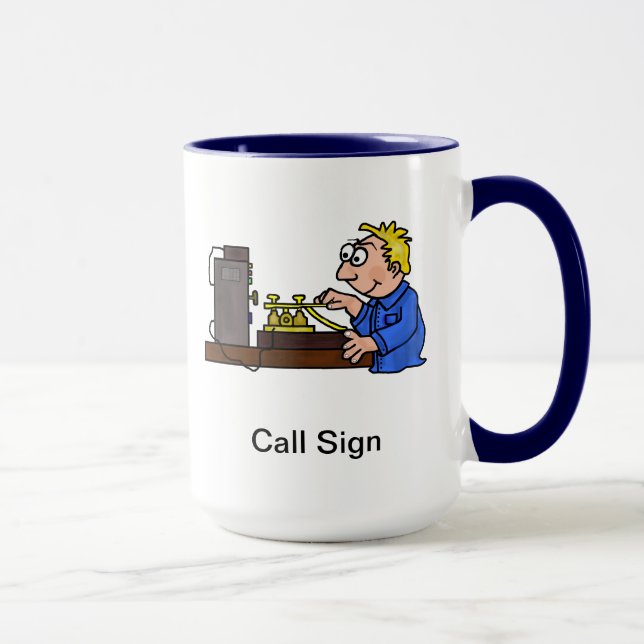 Morse Code Blonde Male Operator Mug  Customize It! (Right)