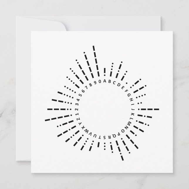 Morse Code Circle Card A–Z & 0–9 Minimalist (Front)