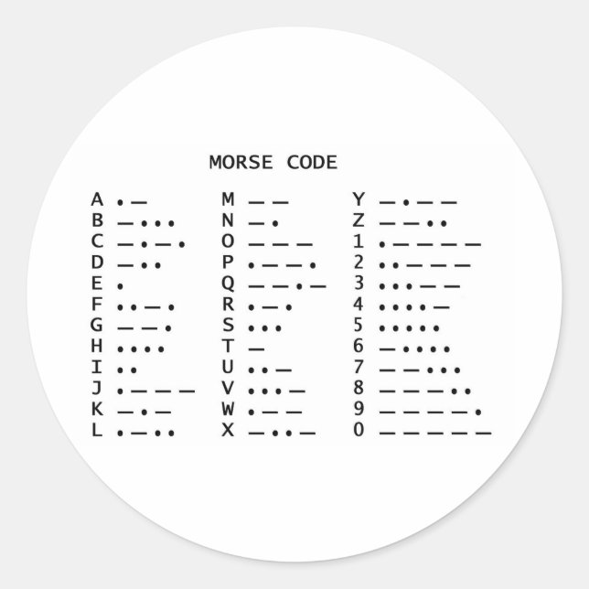 Morse Code Classic Round Sticker (Front)