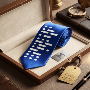 Morse Code "I Am a Smartass" Funny Cool Blue Neck Tie