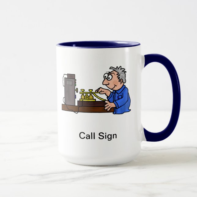 Morse Code Male Operator Grey Hair Mug  Customize (Right)
