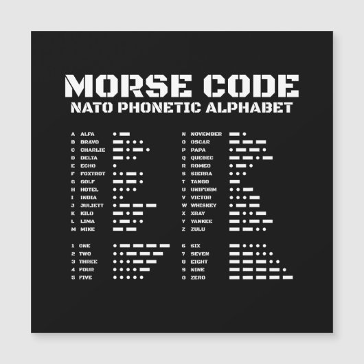 Morse Code & NATO Educational Design Black & White (Front)