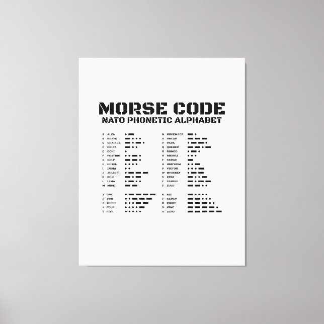 Morse Code NATO Phonetic Alphabet Canvas Print (Front)