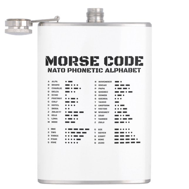 Morse Code NATO Phonetic Alphabet Flask (Opened)