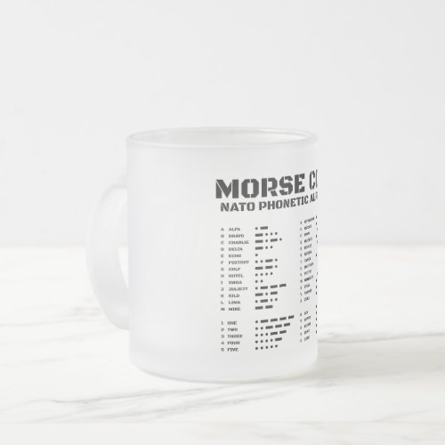 Morse Code NATO Phonetic Alphabet Frosted Glass Coffee Mug