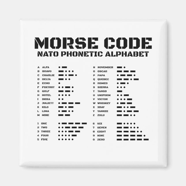 Morse Code NATO Phonetic Alphabet Magnet (Front)