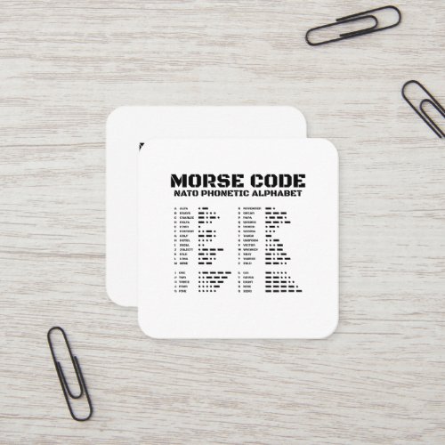 Morse Code NATO Phonetic Alphabet Square Business Card