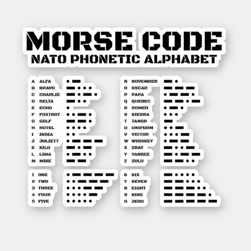 Morse Code NATO Phonetic Alphabet Sticker