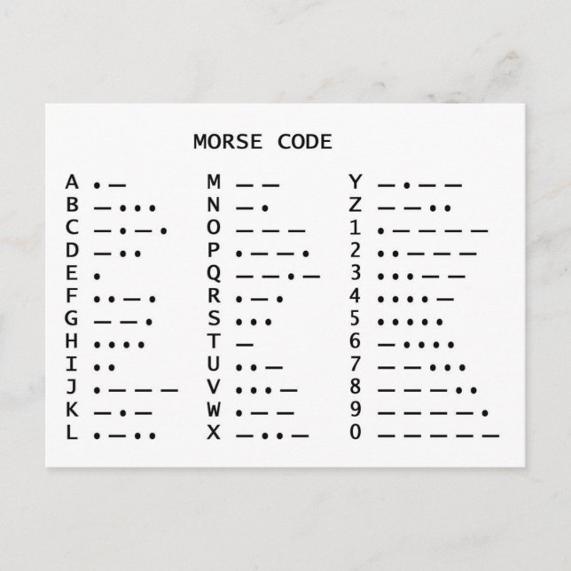 MORSE CODE POSTCARD (Front)