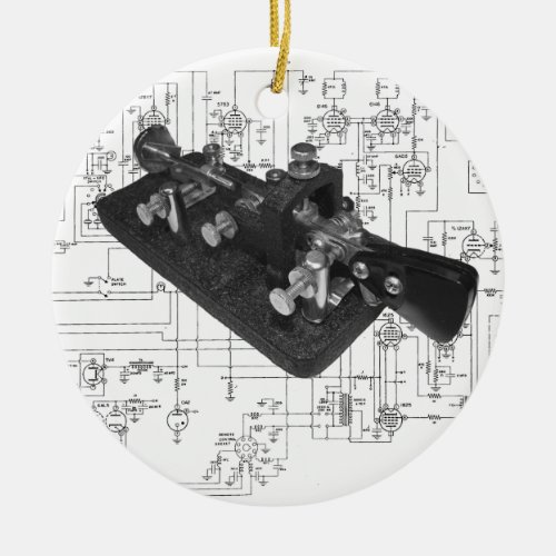 Morse Code Radio Key Schematic Ceramic Ornament