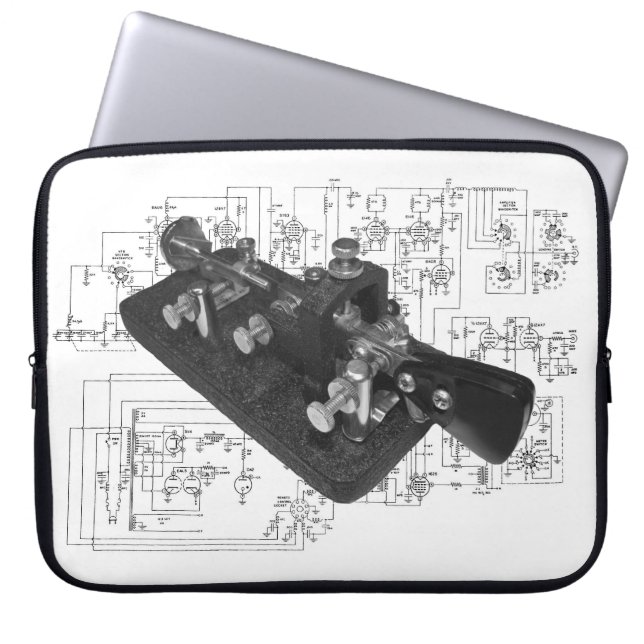 Morse Code Radio Key Schematic Laptop Sleeve (Front)