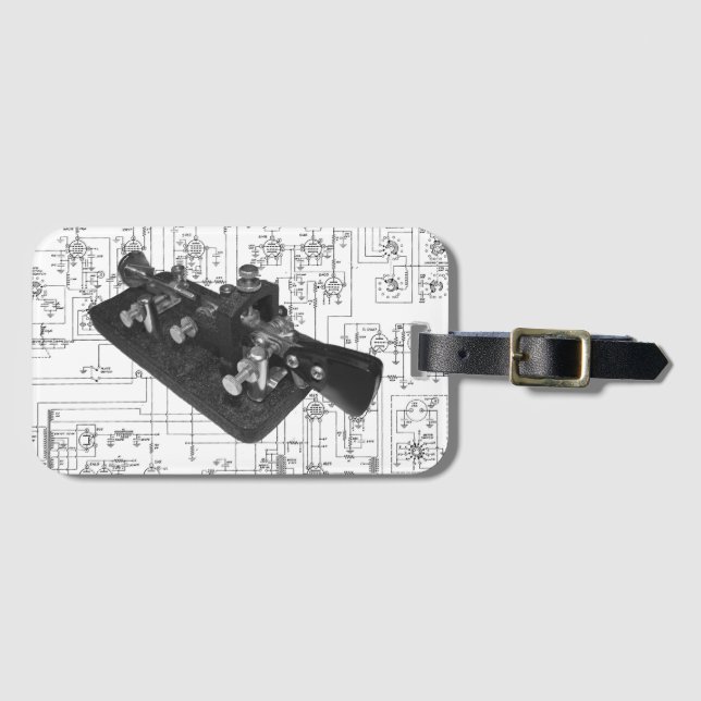 Morse Code Radio Key Schematic Luggage Tag (Front Horizontal)