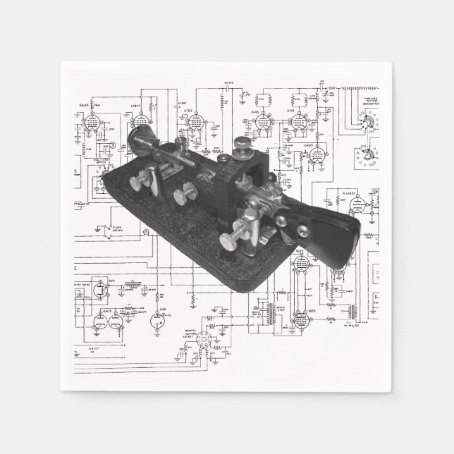 Morse Code Radio Key Schematic Paper Napkins (Front)