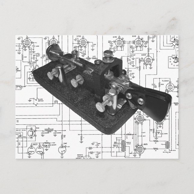 Morse Code Radio Key Schematic Postcard (Front)