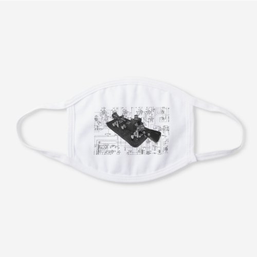 Morse Code Radio Key Schematic White Cotton Face Mask