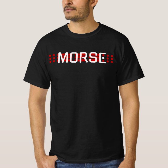 MORSE SOS – Red Signal Code Design T-Shirt (Front)