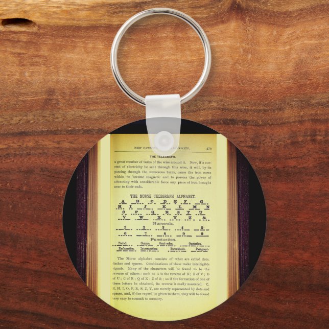 Morse Telegraph Alphabet Code System Keychain (Front)