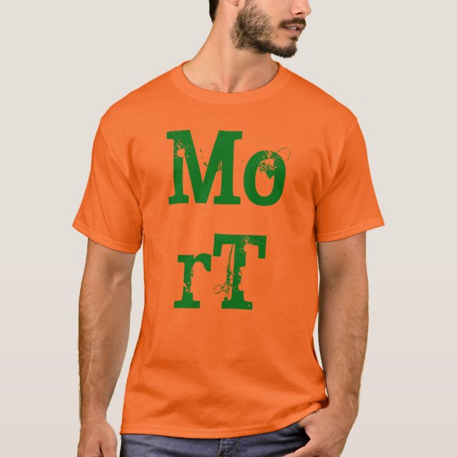 MorT Green on Orange Shirt (Front)